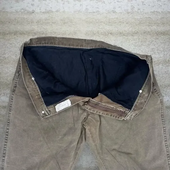 Vintage Fleece Lined Wrangler Jeans Hazel Brown Wash Relaxed Fit Made in USA 90s